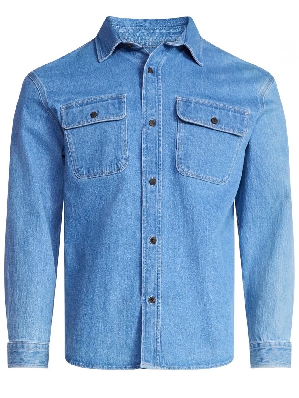 Free Assembly Denim Overshirt Men’s 2XL Light Wash Relaxed Button Front NWT